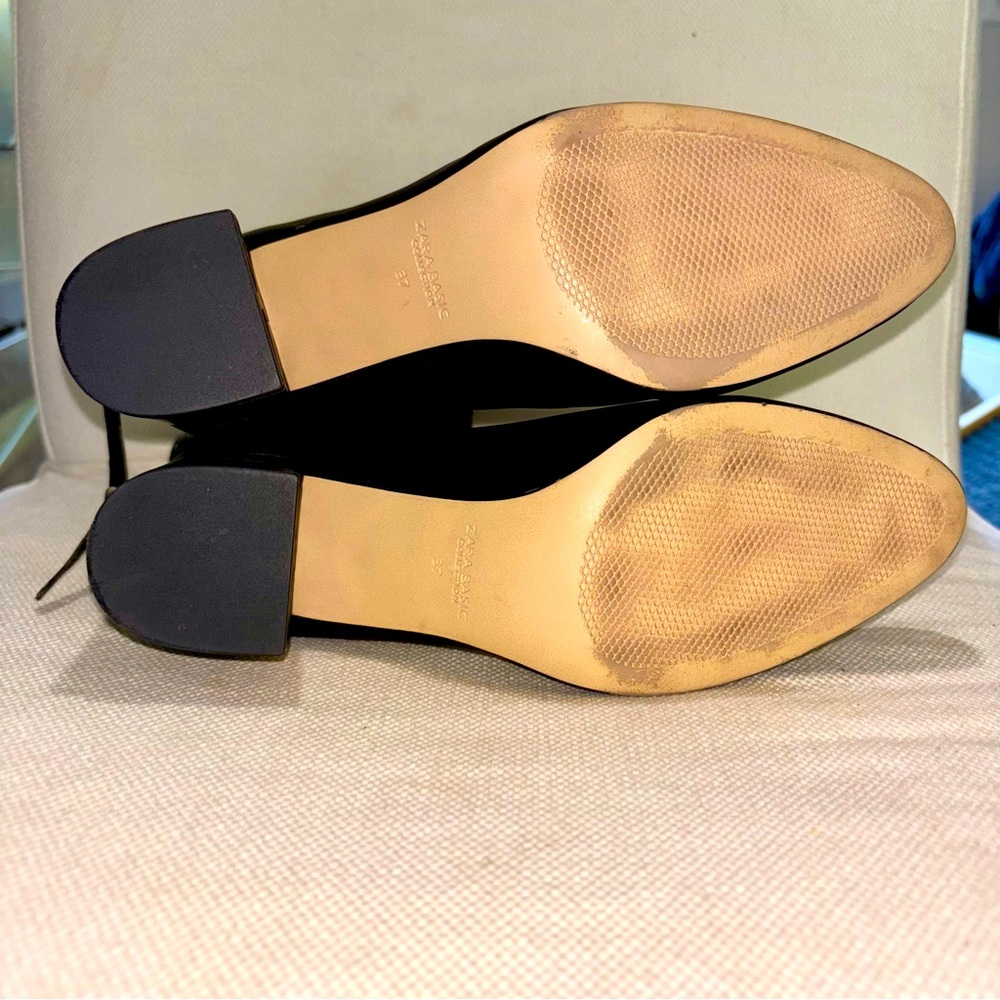 Zara Black Leather Basic Ankle Boot. Zip Back. Si… - image 7